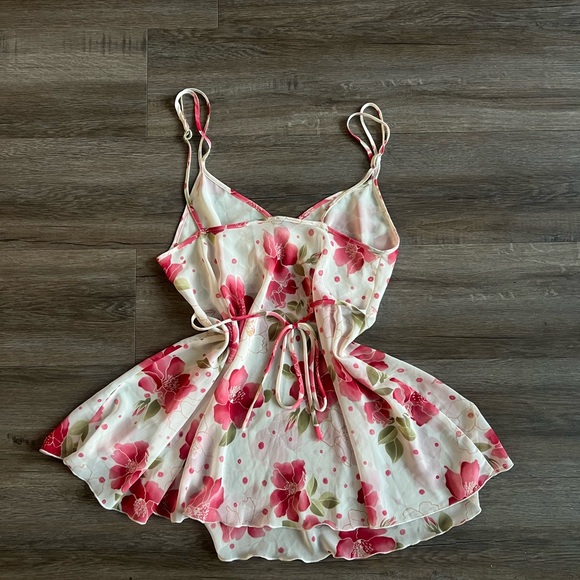 Vintage Y2K Floral Sequin Chemise Baby Doll Nightie Slip Dress - Picture 6 of 7